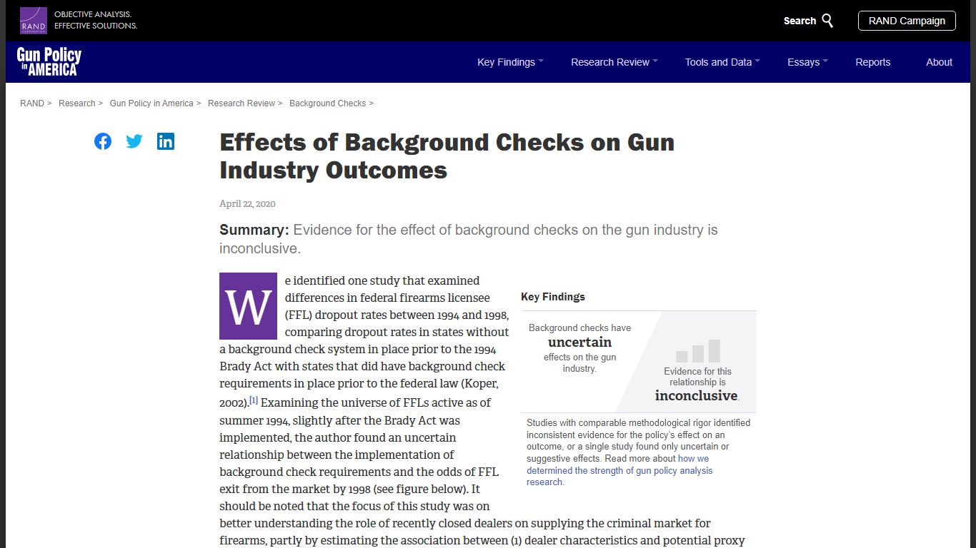 Effects of Background Checks on Gun Industry Outcomes | RAND
