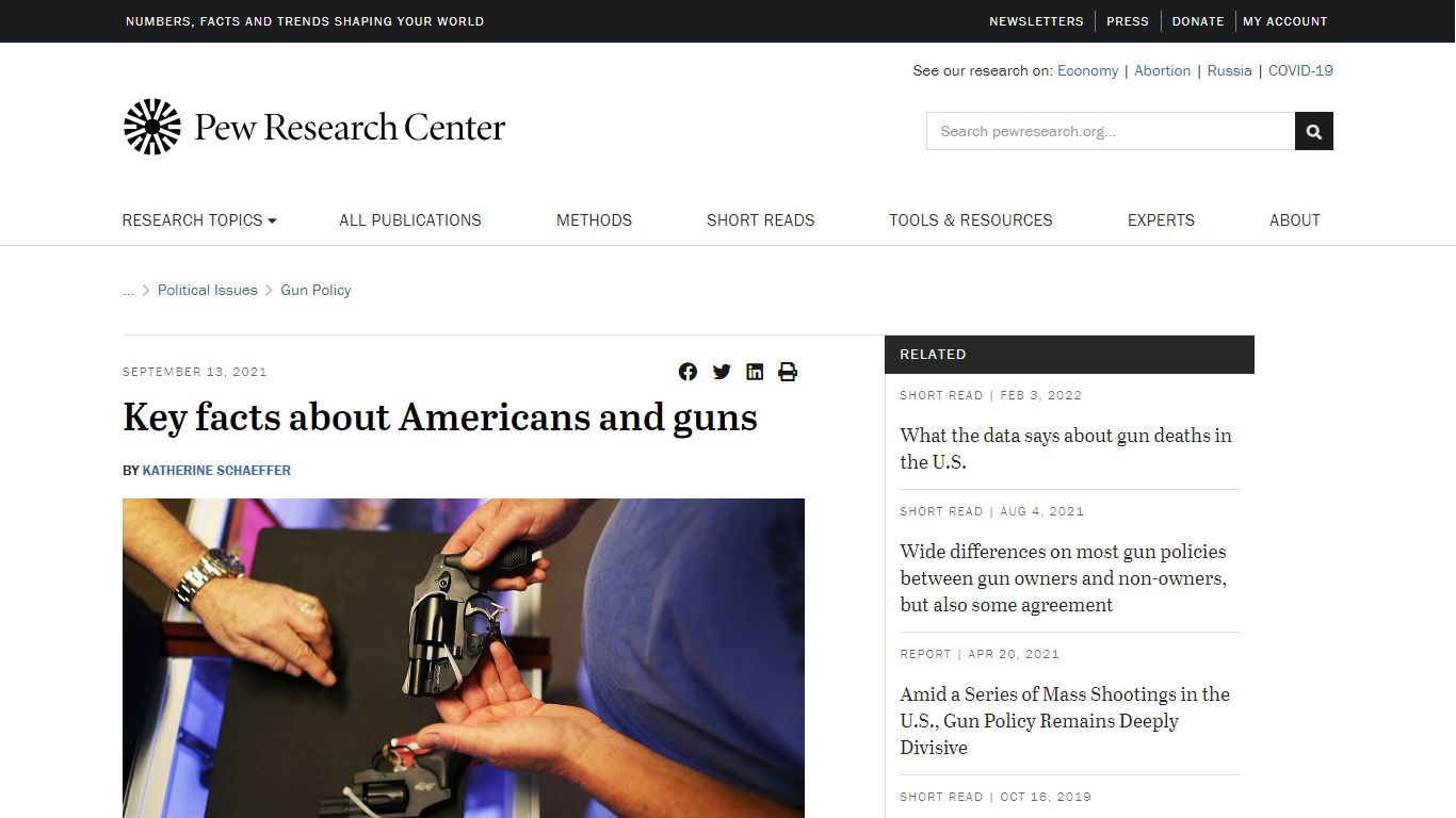 Key facts about Americans and guns | Pew Research Center